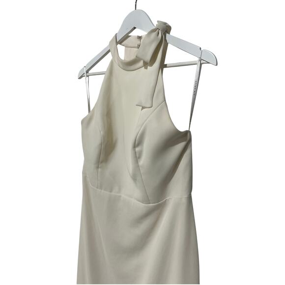 After Six High Neck Halter Backless Bridesmaid Formal Dress Ivory Size 14R 6827 - Picture 11 of 16